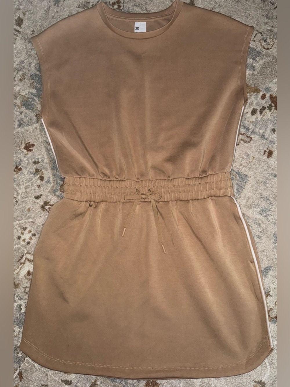 Sleeveless Drawstring Waist Dress in Camel
